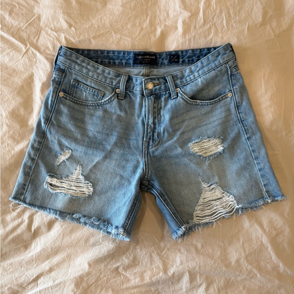 Lucky Brand Women’s Light Blue Distressed Jean Shorts Size 6/28